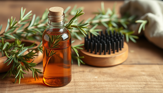 Herbal Thickening Ritual: Rosemary-Coconut-Castor Oil Blend with Green Tea and a Scalp Massage Brush for Thicker, Healthier Hair