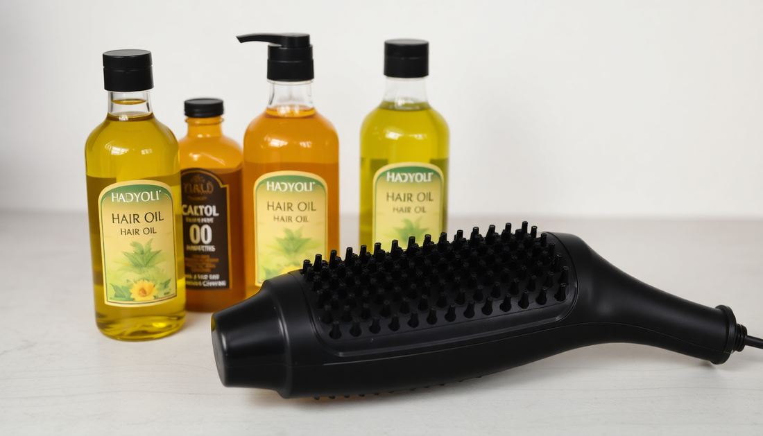 Thick, Vibrant Hair Naturally: Botanical Growth Oils (Rosemary, Castor, Coconut, Macadamia, Rapeseed) with Green Tea, Ginger & Peppermint Plus an Electric Scalp Massage Brush