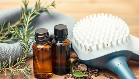 Plant-Powered Hair Density: Rosemary-Green Tea Growth Oil with Castor, Macadamia, Ginger & Peppermint Plus an Electric Scalp Massage Brush for Fuller, Healthier Hair
