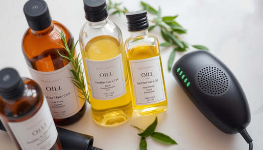 Botanical Hair Growth Boost: Rosemary-Green Tea Oil with Castor, Macadamia & Ginger—Enhanced by a Quiet Electric Scalp Massager for Fuller, Healthier Hair
