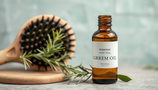 Nature-Driven Hair Density Protocol: Rosemary-Green Tea Growth Oil with Castor, Macadamia & Ginger—Peppermint Scalp Massage Brush for Fuller, Healthier Hair
