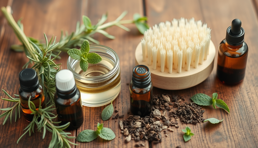 Density-Boosting Rosemary Hair Growth Oil: Green Tea, Castor & Macadamia with Peppermint Scalp Massage Brush Ritual for Fuller Locks